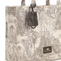 Dámska žakárová shopper kabelka so vzorom béžová 99-4E-500-X6