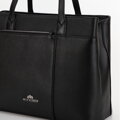 Dámska shopperka z kože s drobným zrnom čierno-strieborná 29-4E-628-1S  