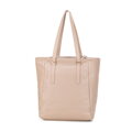 Dámska shopper kabelka z prírodnej kože béžová 101-4E-804-9