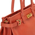 Dámska shopper kabelka z prírodnej kože oranžová 101-4E-205-6