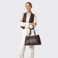 Tmavohnedá dámska shopper kabelka Wittchen z prírodnej kože s elegantným vzhľadom