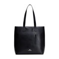 Dámska zvislá shopperka z kože čierna so strieborným logom 100-4E-622-1S