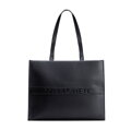 Dámska kožená nákupná kabelka s veľkým logom čierna 100-4E-635-1
