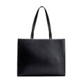 Dámska kožená nákupná kabelka s veľkým logom čierna 100-4E-635-1
