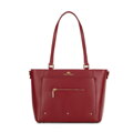 Dámska shopper kabelka z kože s vreckami červená 100-4E-607-3