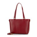 Dámska shopper kabelka z kože s vreckami červená 100-4E-607-3