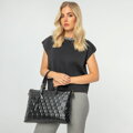 Damska torba na laptopa 14'' w geometryczny wzór czarna 99-4E-633-1