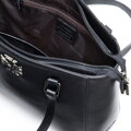 Dámska ramenná kabelka z kože čierna s grafitovým logom 100-4E-612-1C