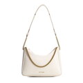 Dámska bagetová kožená kabelka krémová 100-4E-606-0