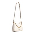 Dámska bagetová kožená kabelka krémová 100-4E-606-0