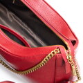 Dámska kožená kabelka typu bagetka červená 100-4E-606-3