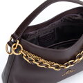 Tmavohnedá dámska kabelka typu bagetka Wittchen z prírodnej kože s retiazkovým detailom