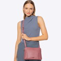 Dámska crossbody dvojkomorová kabelka tlmená ružová 100-4Y-009-P