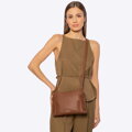 Dámska crossbody dvojkomorová kabelka hnedá 100-4Y-009-5