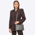 Dámska crossbody dvojkomorová kabelka šedo-zlatá 100-4Y-009-8G