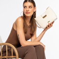 Dámska pletená crossbody kabelka krémová