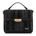Damska torebka crossbody z tkaniny bouclé czarna 99-4Y-409-1