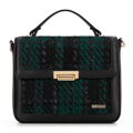 Damska torebka crossbody z tkaniny bouclé czarno - zielona 99-4Y-410-1Z