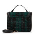 Damska torebka crossbody z tkaniny bouclé czarno - zielona 99-4Y-410-1Z