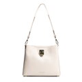 Dámska ramenná kožená kabelka s prackou krémová 100-4E-605-0