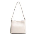 Dámska ramenná kožená kabelka s prackou krémová 100-4E-605-0