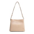 Dámska ramenná kožená kabelka s prackou béžová 100-4E-605-9