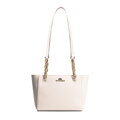 Dámska ramenná kožená kabelka krémová 100-4E-604-0