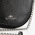 Dámska kožená kabelka typu saddle bag z croco kože čierno-strieborná 99-4E-021-1S