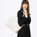 Dámska shopper kabelka z kože krémová 100-4E-602-0