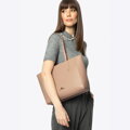Dámska shopper kabelka z kože béžová 100-4E-602-9