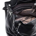 Dámska kabelka typu vak z kože veľká čierno-strieborná 100-4E-633-1S