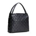 Dámska kabelka typu vak z kože s monogramom čierno-strieborná 100-4E-625-1S