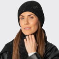 Dámsky čierny zimný set – minimalistická čiapka a šál s logom výrobcu 101-SF-211-1