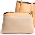 Dámska kožená aktovka s odnímateľným vreckom, béžová 100-4E-202-9