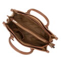 Dámska aktovka z imitácie kože s reliéfnym logom, béžová 100-4Y-221-9