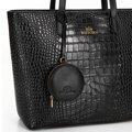 Dámska shopperka z kože s krokodílím vzorom čierno-zlatá 100-4E-618-1G