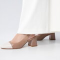 Dámske kožené lodičky typu sling back na podpätku 98-D-964-90  