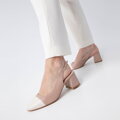 Dámske kožené lodičky typu sling back na podpätku 98-D-964-P  