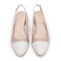 Dámske kožené lodičky typu sling back na podpätku 98-D-964-P  