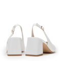 Dámske kožené lodičky typu sling back na podpätku 98-D-964-0  