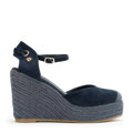 Dámske espadrilky na klinovom podpätku modré 100-DP-804-N