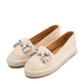 Dámske espadrilky s bižutérnou ozdobou svetlobéžové 100-DP-208-9