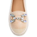 Dámske espadrilky s bižutérnou ozdobou svetlobéžové 100-DP-208-9
