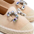 Dámske espadrilky s bižutérnou ozdobou svetlobéžové 100-DP-208-9