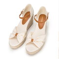 Dámske espadrilky s mašľou vpredu krémové 98-DP-500-9  