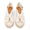 Dámske espadrilky s mašľou vpredu krémové 98-DP-500-9  