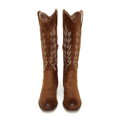 Dámske vysoké kovbojské čižmy s kontrastnou výšivkou 97-DP-804-5