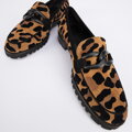 Dámske leopardie semišové mokasíny 95-D-103-1