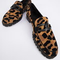 Dámske leopardie semišové mokasíny 95-D-103-1