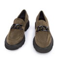 Dámske semišové mokasíny s retiazkou 95-D-105-Z